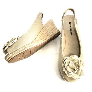 NATURALIZER Tan Wedge Slingback Open Toe Shoes